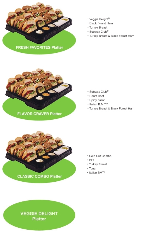 Subway party deals platters